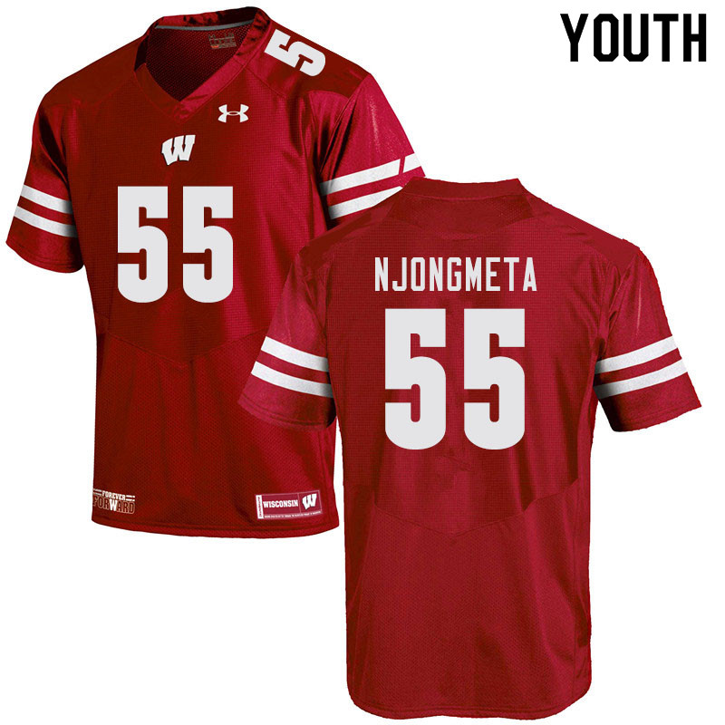 Youth #55 Maema Njongmeta Wisconsin Badgers College Football Jerseys Sale-Red